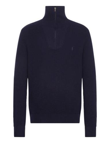 Waffle Wool-Cotton Quarter-Zip Sweater Tops Knitwear Half Zip Jumpers ...