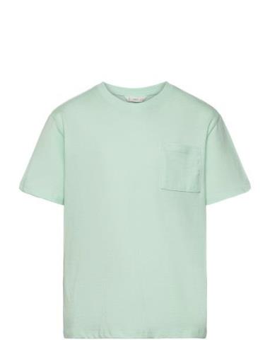 Essential Cotton-Blend T-Shirt Tops T-Kortærmet Skjorte Green Mango