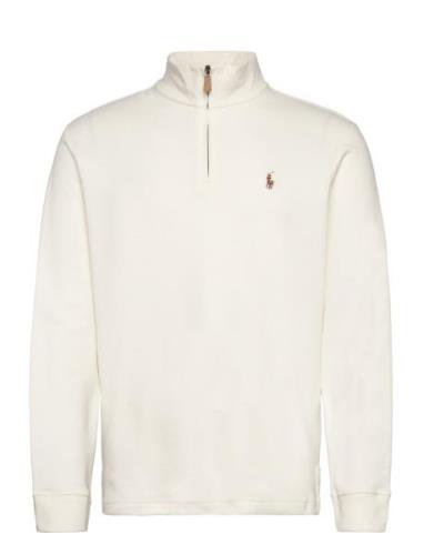 Estate-Rib Quarter-Zip Pullover Tops Knitwear Half Zip Jumpers White P...