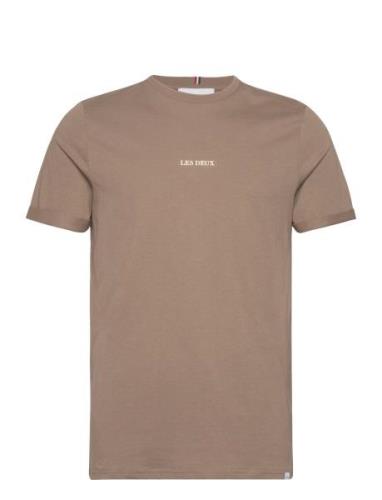 Lens T-Shirt Tops T-Kortærmet Skjorte Brown Les Deux