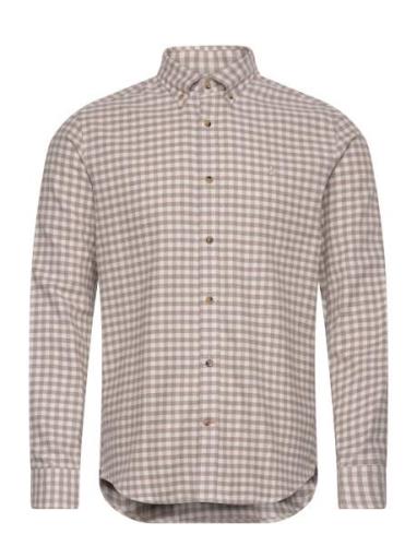 Flannel Check Shirt Designers Shirts Casual Beige Morris