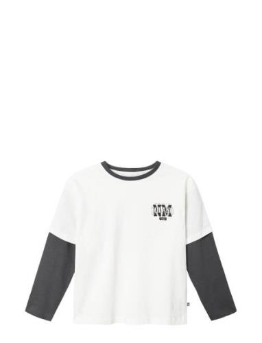 Nkmkelias Ls Loose Top Tops T-shirts Long-sleeved T-Skjorte White Name...