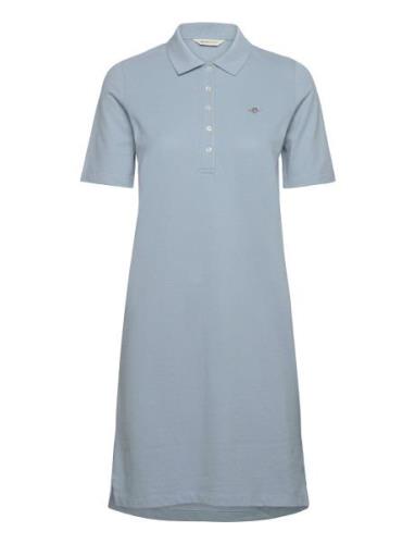 Slim Shield Ss Pique Polo Dress Kort Kjole Blue GANT