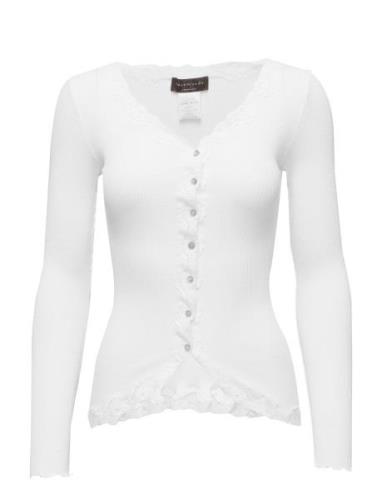 Rwbabette Ls V-Neck Regular Lace Ca Tops Knitwear Cardigans White Rose...