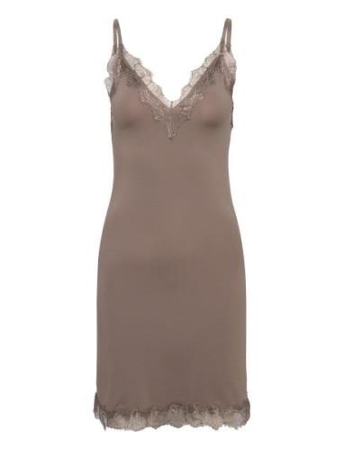 Rwbillie Lace Strap Dress Bodies Slip Brown Rosemunde