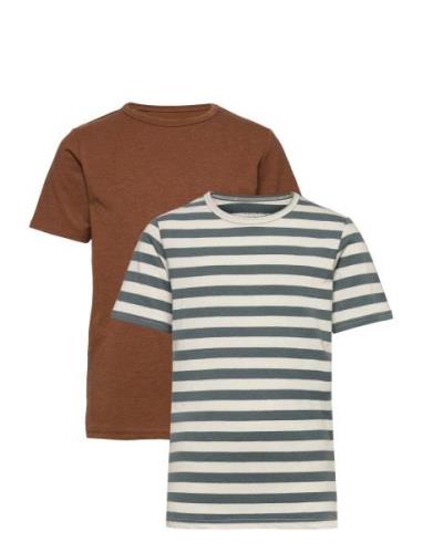 Basic 32 -T-Shirt Ss  Tops T-Kortærmet Skjorte Brown Minymo