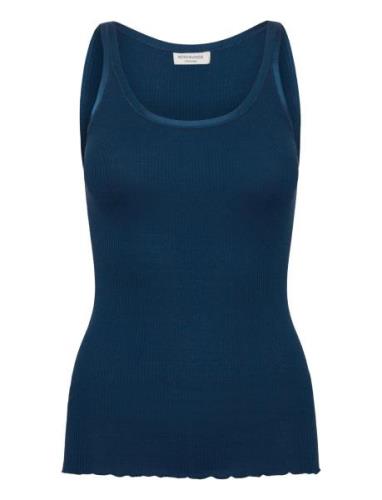Rwbelle U-Neck Strap Elastic Top Tops T-shirts & Tops Sleeveless Blue ...
