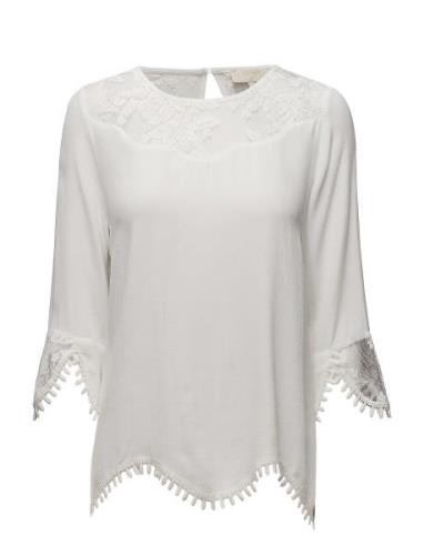 Kalanie Blouse Tops Blouses Long-sleeved White Cream