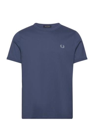 Ringer T-Shirt Tops T-Kortærmet Skjorte Blue Fred Perry