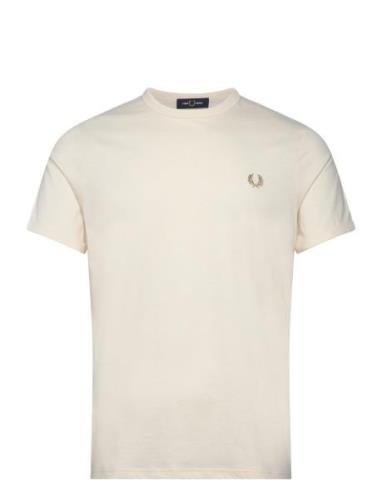 Ringer T-Shirt Tops T-Kortærmet Skjorte Cream Fred Perry