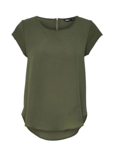 Onlvic S/S Solid Top Noos Ptm Tops Blouses Short-sleeved Khaki Green O...