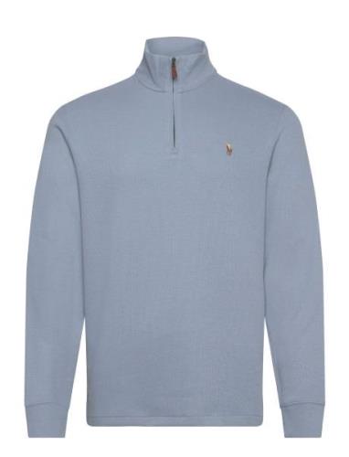 Estate-Rib Quarter-Zip Pullover Tops Knitwear Half Zip Jumpers Blue Po...