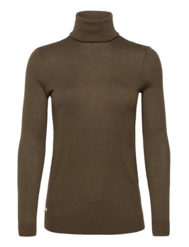 Silk-Blend Roll Neck Tops Knitwear Turtleneck Green Lauren Ralph Laure...