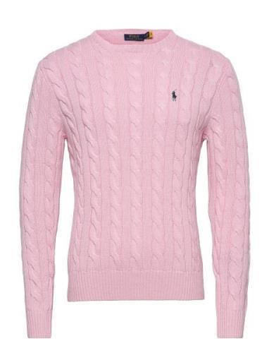 Cable-Knit Cotton Sweater Designers Knitwear Round Necks Pink Polo Ral...