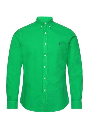 Slim Fit Garment-Dyed Oxford Shirt Tops Shirts Casual Green Polo Ralph...
