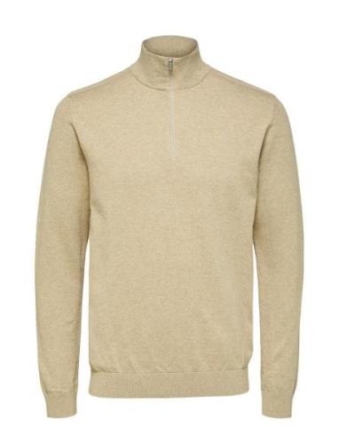 Slhberg Half Zip Cardigan Noos Tops Knitwear Half Zip Jumpers Beige Se...