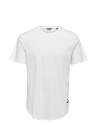 Onsmatt Longy Ss Tee Noos Tops T-Kortærmet Skjorte White ONLY & SONS