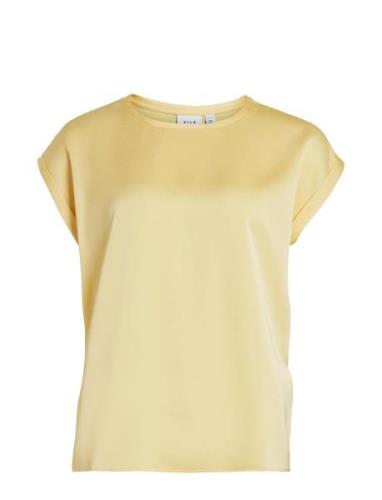 Viellette S/S Satin Top - Noos Tops T-shirts & Tops Short-sleeved Yell...