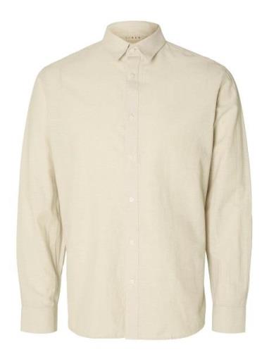 Slhslim-Sun Shirt Ls Noos Tops Shirts Casual Beige Selected Homme