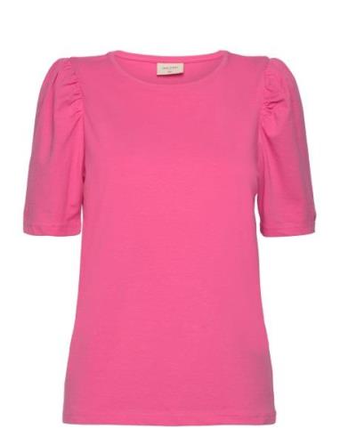 Fqfenja-Tee-Puff Tops T-shirts & Tops Short-sleeved Pink FREE/QUENT