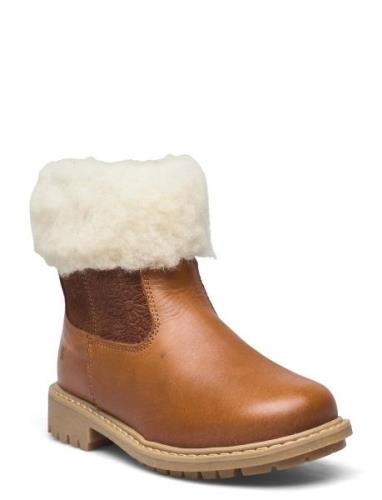 Timian Wool Top Boot Vinterstøvler Pull On Brown Wheat