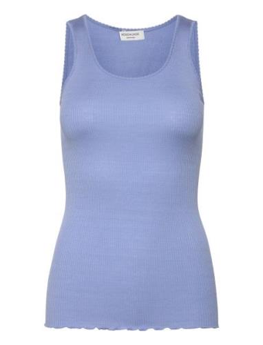 Silk Top Tops T-shirts & Tops Sleeveless Blue Rosemunde