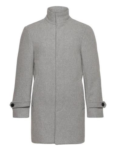 Recycled Wool Funnel Neck Coat Uldfrakke Frakke Grey Lindbergh