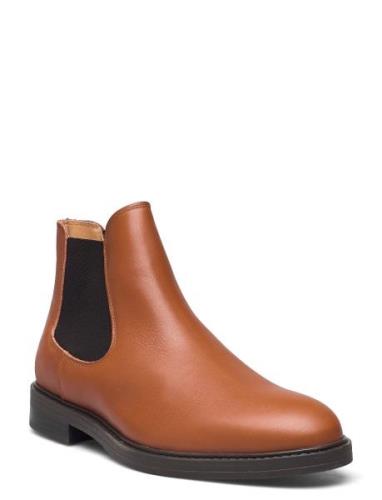 Slhblake Leather Chelseaoot Støvlet Chelsea Boot Brown Selected Homme