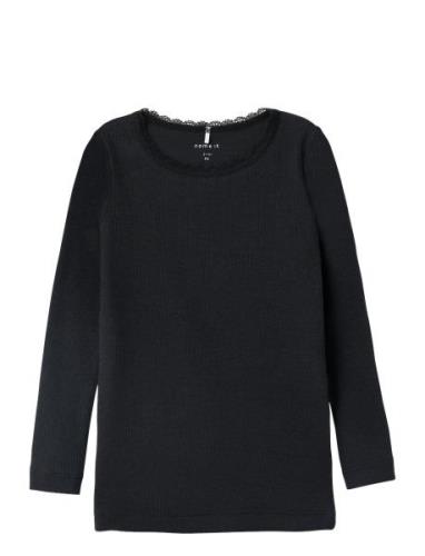 Nmfkab Ls Top Noos Tops T-shirts Long-sleeved T-Skjorte Black Name It