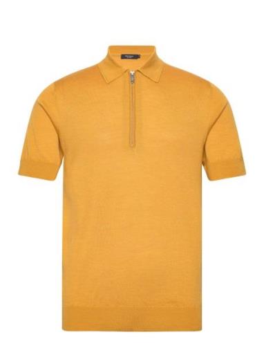 Mapolo Knit Tops Knitwear Short Sleeve Knitted Polos Yellow Matinique
