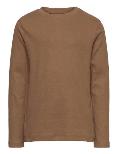 T-Shirt Ls Tops T-shirts Long-sleeved T-Skjorte Brown En Fant