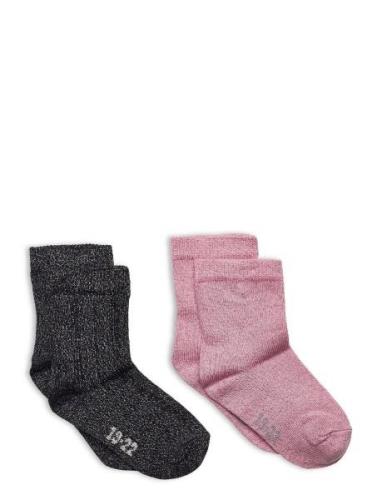Ankle Sock W. Lurex  Sokker Strømper Pink Minymo