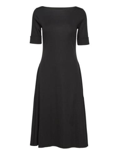 Refined Stretch 1X1-Dress Knælang Kjole Black Lauren Ralph Lauren