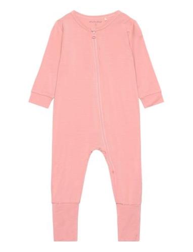 Nightsuit Ls Pyjamas Sie Jumpsuit Pink Minymo