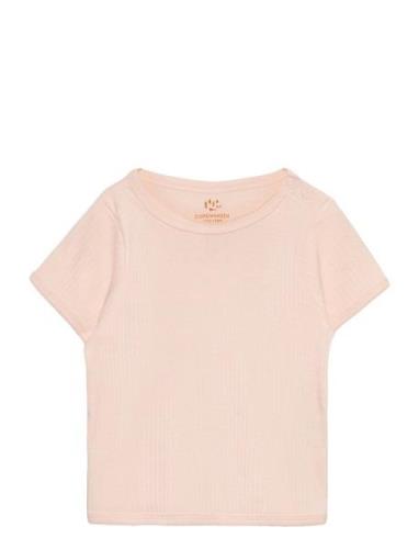 Rib Jersey T-Shirt Tops T-Kortærmet Skjorte Pink Copenhagen Colors