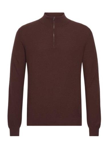 Gunvald Tops Knitwear Half Zip Jumpers Brown SIR Of Sweden