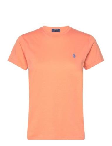 Cotton Jersey Crewneck Tee Tops T-shirts & Tops Short-sleeved Orange P...