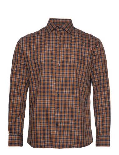 Slhregtimor Shirt Ls Cut Away Check Ex Tops Shirts Casual Brown Select...