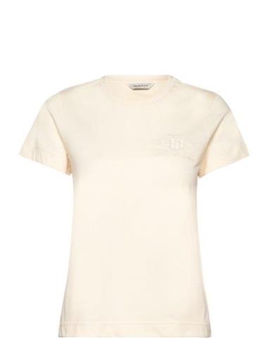 Reg Tonal Shield Ss T-Shirt Tops T-shirts & Tops Short-sleeved Cream G...