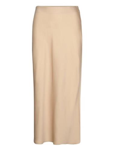 Viellette Hw Midi Skirt - Noos Lang Nederdel Beige Vila