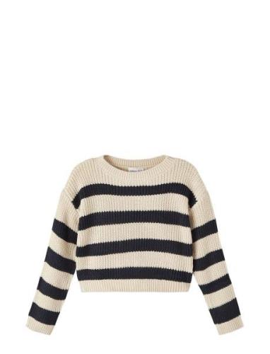 Nkfriony Ls Boxy Short Knit Pb Tops Knitwear Pullovers Multi/patterned...