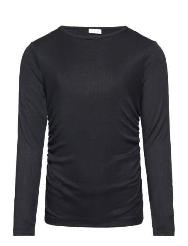 Nkflam Ls Slim Top Tops T-shirts Long-sleeved T-Skjorte Black Name It