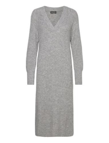 Slrakel V-Neck Dress Knælang Kjole Grey Soaked In Luxury
