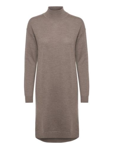 Merino Wool Dress Knælang Kjole Beige Rosemunde