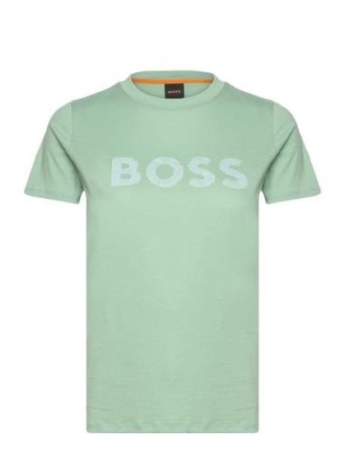 C_Elogo_5 Tops T-shirts & Tops Short-sleeved Green BOSS