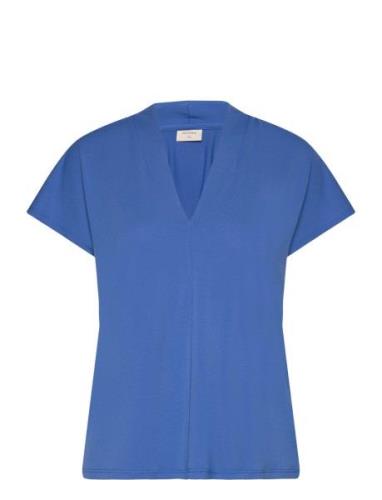 Fqyrsa-Bl Tops Blouses Short-sleeved Blue FREE/QUENT