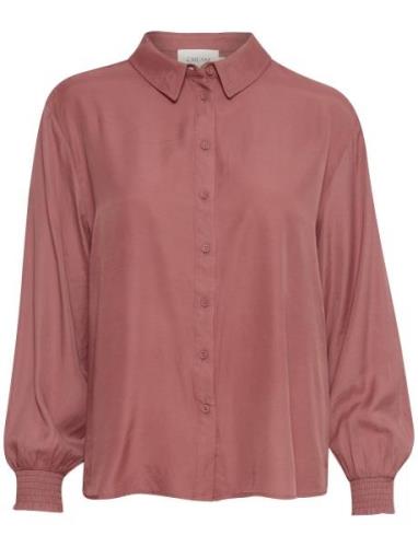 Crnola Long Sleeve Shirt Tops Blouses Long-sleeved Pink Cream
