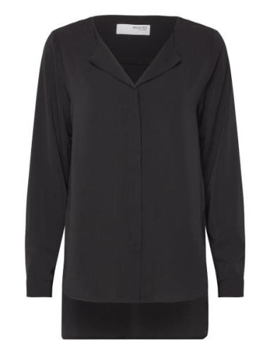 Slfsim -Dynella Ls Shirt O Tops Blouses Long-sleeved Black Selected Fe...