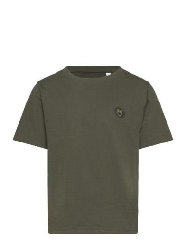 Regular Fit Badge T-Shirt - Gots/Ve Tops T-Kortærmet Skjorte Khaki Gre...
