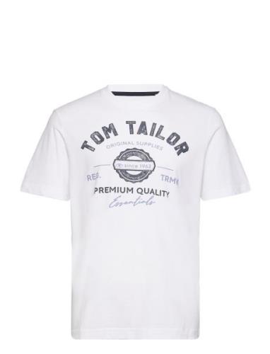 Logo Tee Tops T-Kortærmet Skjorte White Tom Tailor